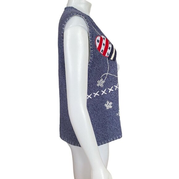 Bobbie Brooks women's large winter embroidered zip up stretchy sweater vest - Picture 4 of 12